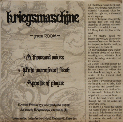Kriegsmaschine : Promo 2004